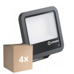 Lot 4x Ledvance Projecteur LED Aluminium Noir 69W 10000lm 100D - 840 Blanc Froid | IP66 - Détecteur De Lumière - Symétrique