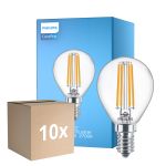 Voordeelpak 10x Philips Corepro LED Lustre E14 Kogel Filament Helder 6.5W 806lm - 827 Zeer Warm Wit | Vervangt 60W